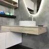 Консоль Клеон-120 белый/дуб дымчатый с правой белой столешницей c раковиной 9110 (00-00001892)