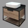 Тумба-умывальник Кёльн-75 дуб темный с черной столешницей c рак. COMFORTY T-Y9378