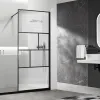 Душевая перегородка Walk-In VSW-1HC100CFB, 100х200, черный, стекло прозрачное/рифленое Vincea