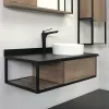 Тумба-умывальник Лиссабон-95 дуб темн с правой черной столеш с раковиной COMFORTY 9111, 00-00006558