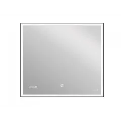 Зеркало LED 011 design 100x80 с подсветкой часы металл. рамка прямоугольное KN-LU-LED011*100-d-Os