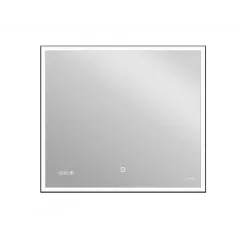 Зеркало LED 011 design 80x70 с подсветкой часы металл. рамка прямоугольное KN-LU-LED011*80-d-Os