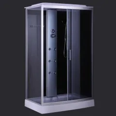 Душевая кабина 303, серое стекло,задн.,черн.,стекл.панель,1200*800*2150