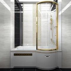 Стенка со стеклянной шторкой GOLD на ванну Валенсия (с аксессуарами) 1-61-3-0-0-0211
