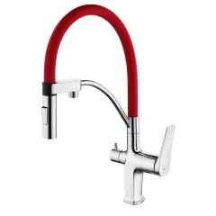 Смеситель для кухни с подключением к фильтру с питьевой водой Comfort LM3074C-Red Lemark