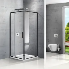 Душевой уголок Slim VPR-2SL9012CLB-R, 1200*900, матовый черный, стекло прозрачное, правый Vincea