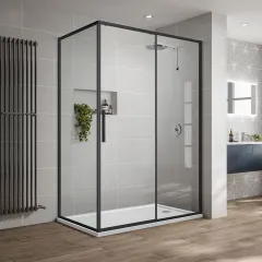 Душевой уголок Slim-U VSR-2SU9012CLB, 1200*900, м.черный, стекло прозрачное Vincea