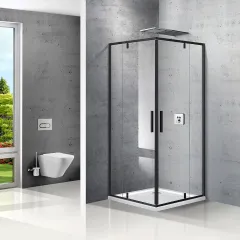 Душевой уголок Slim VPR-2SL9090CLB, 900*900, матовый черный, стекло прозрачное Vincea