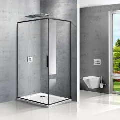 Душевой уголок Slim VSR-2SL9012CLB-L, 1200*900, матовый черный, стекло прозрачное, левый Vincea