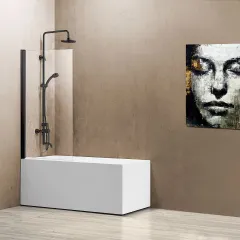 Душевая шторка на ванну VSB-11800CLB, 800*1400, черный, стекло прозрачное Vincea