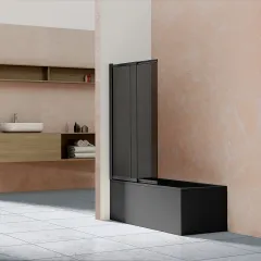 Душевая шторка на ванну VSB-1E100CGB, 1000*1450, матовый черный, стекло тонированное Vincea