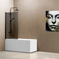 Душевая шторка на ванну VSB-11800CLB, 800*1400, черный, стекло тонированное Vincea