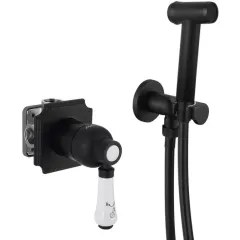 Смеситель встраиваемый с набором для гигиенического душа Terrakotta 34C0686-Black (Set-84) Elghansa