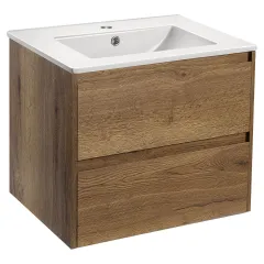 База под раковину Gio 600 подвесная, 2 выкатных ящика soft-close, T.Oak VMC-2G600TO Vincea
