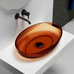 Раковина накладная прозрачная Kristall AT2801Opal Abber