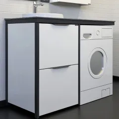 Тумба с раковиной Лозанна-120 белый с графитовой столешницей Comforty