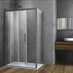 Душевой уголок Soft VSR-3SO9011CLGM, 110х90, вороненая сталь, стекло прозрачное Vincea