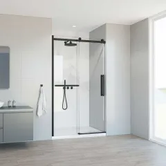 Душевая дверь Como Soft VDS-1CS130CLB, 130, черный, стекло прозрачное Vincea