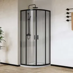 Душевой уголок City VSQ-5CT90CLB, 90х90, черный матовый, стекло прозрачное  Vincea