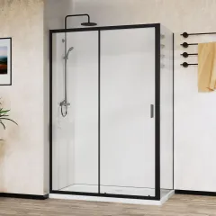 Душевой уголок City VSR-5CT9012CLB, 120х90, черный, стекло прозрачное  Vincea