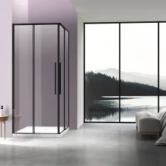 Душевой уголок Slim-N VSS-4SN90CLB, 90х90, черный, стекло прозрачное Vincea