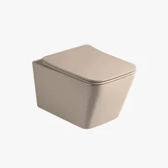 Унитаз подвесной Q-Line  безободковый капучино матовый, soft close сиденье VT1-12MC Vincea