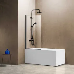 Душевая шторка на ванну VSB-1180CLGM, 80х140, вороненая сталь, стекло прозрачное Vincea