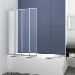 Душевая шторка на ванну VSB-3110CL, 100х140, хром, стекло прозрачное Vincea