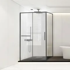 Душевой уголок Slim Soft VSR-1SS9012CLGM, 120х90, вороненая сталь, стекло прозрачное Vincea