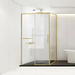 Душевой уголок Slim Soft VSR-1SS9012CLG, 120х90, брашированное золото, стекло прозрачное Vincea