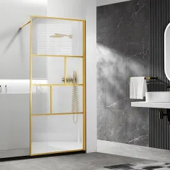 Душевая перегородка Walk-In VSW-1HC120CFBG, 120х200, брашированное золото, стекло прозрачное/рифлено