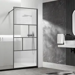 Душевая перегородка Walk-In VSW-1HC100CFGM, 100х200, вороненая сталь, стекло рифленое Vincea