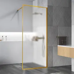 Душевая перегородка Walk-In VSW-1HP100FLBG, 100х200, брашированное золото, стекло рифленое Vincea