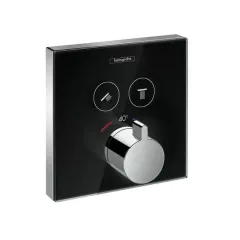 Термостат ShowerSelect Glass для двух потребителей, стеклянный, СМ (черный/хром) HANSGROHE 15738600