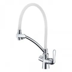 Смеситель для кухни Comfort LM3070C-White с гибким с подключением к фильтру Lemark