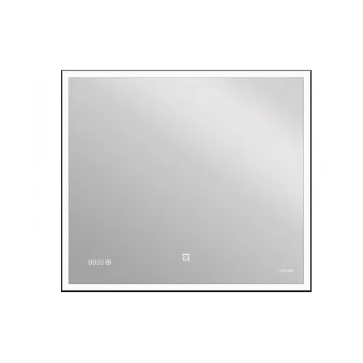 Зеркало LED 011 design 80x70 с подсветкой часы металл. рамка прямоугольное KN-LU-LED011*80-d-Os