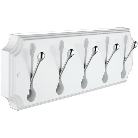 Панель пластик с 5 круглыми крючками HERMITAGE HRM-690-White/Chrome Elghansa
