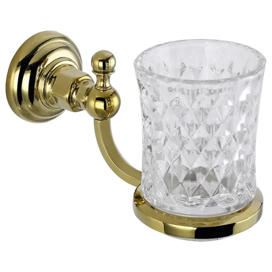 Cтакан для ванной с держателем PRAKTIC Gold стекло PRK-412-Gold Elghansa