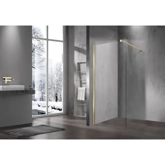 Душевая перегородка Walk-In VSW-1H100CLG, 1000*2000, матовый золотой, стекло прозрачное Vincea