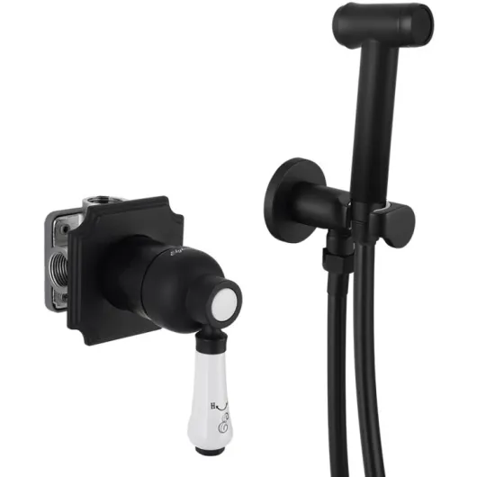 Смеситель встраиваемый с набором для гигиенического душа Terrakotta 34C0686-Black (Set-84) Elghansa