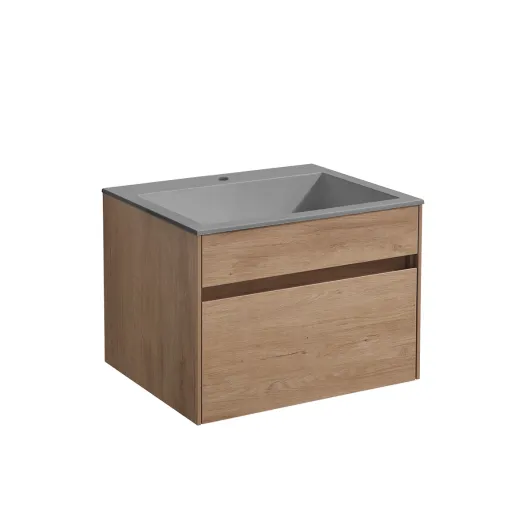 База под раковину Chiara 600 подвесная, 1 выкатной ящик soft-close, N.Oak VMC-2C600NO Vincea