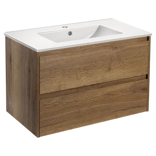 База под раковину Gio 800 подвесная, 2 выкатных ящика soft-close, T.Oak VMC-2G800TO Vincea