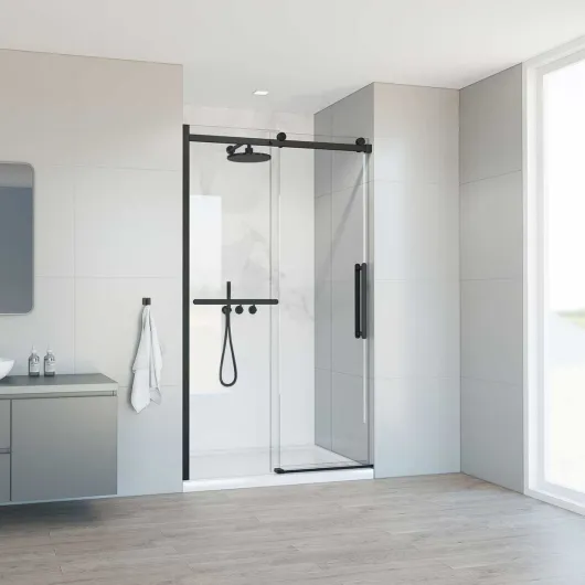 Душевая дверь Como Soft VDS-1CS130CLB, 130, черный, стекло прозрачное Vincea