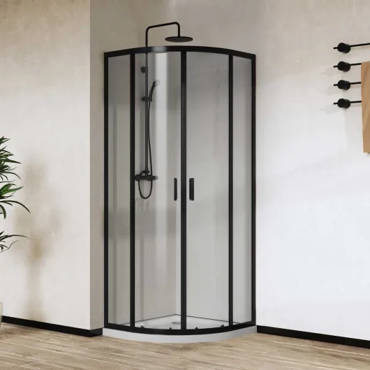 Душевой уголок City VSQ-5CT90CLB, 90х90, черный матовый, стекло прозрачное  Vincea