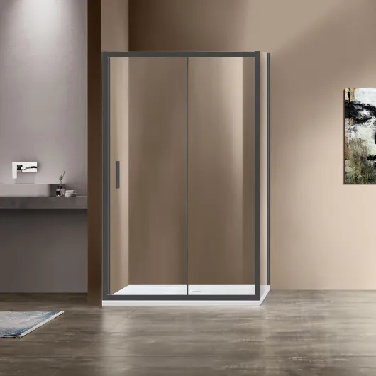 Душевой уголок Garda VSR-1G8015CLB, 150х80, черный, стекло прозрачное Vincea