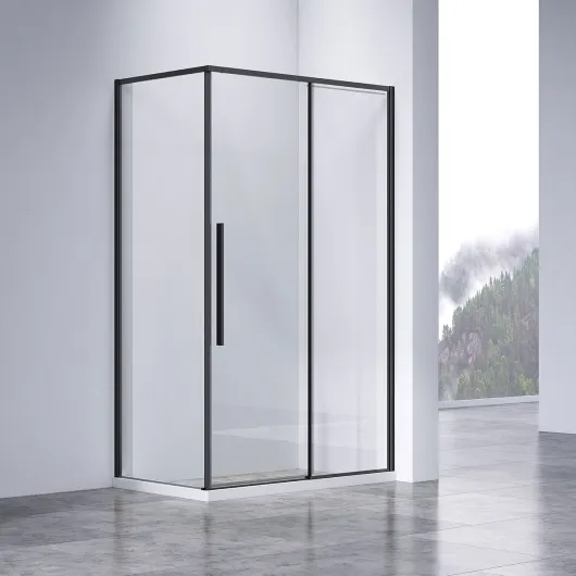 Душевой уголок Slim-N VSR-4SN9012CLB, 120х90, черный, стекло прозрачное Vincea
