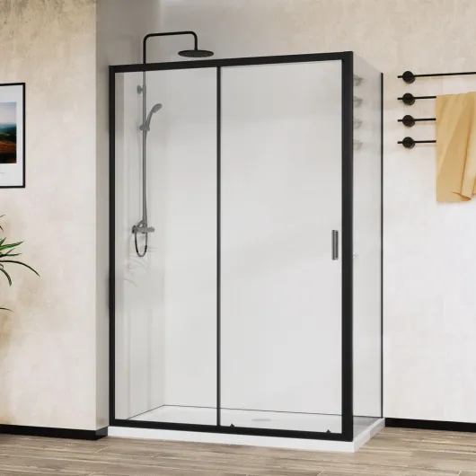 Душевой уголок City VSR-5CT9012CLB, 120х90, черный, стекло прозрачное  Vincea