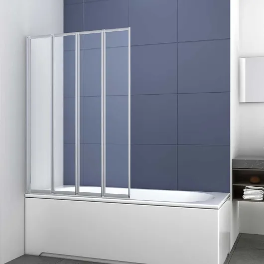 Душевая шторка на ванну VSB-3110CL, 100х140, хром, стекло прозрачное Vincea