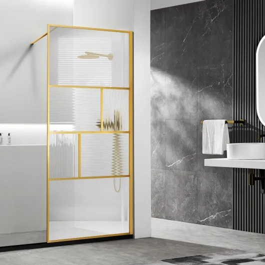 Душевая перегородка Walk-In VSW-1HC100CFBG, 100х200, брашированное золото, стекло прозрачное/рифлено