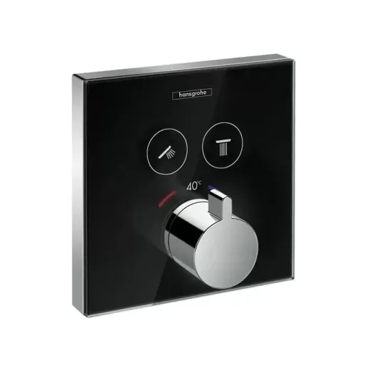 Термостат ShowerSelect Glass для двух потребителей, стеклянный, СМ (черный/хром) HANSGROHE 15738600